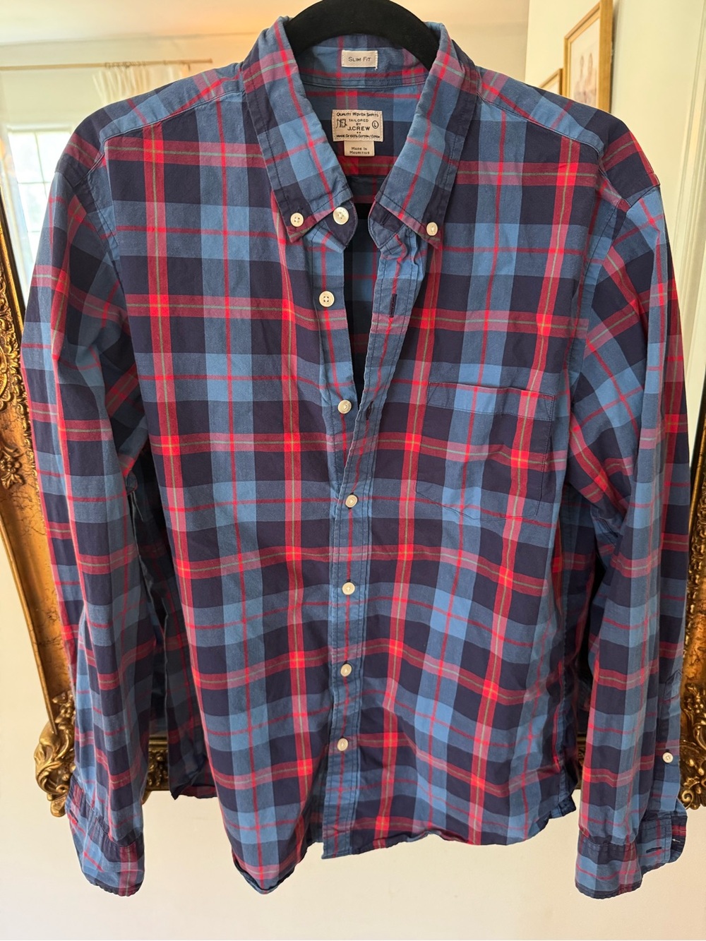 J. Crew Men’s Blue & Red Plaid Button-Down Shirt